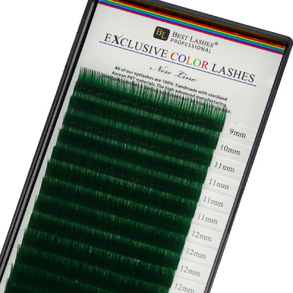 Zelené mihalnice mix dľžok C, 0,20 X 9-14 mm - 16 radov